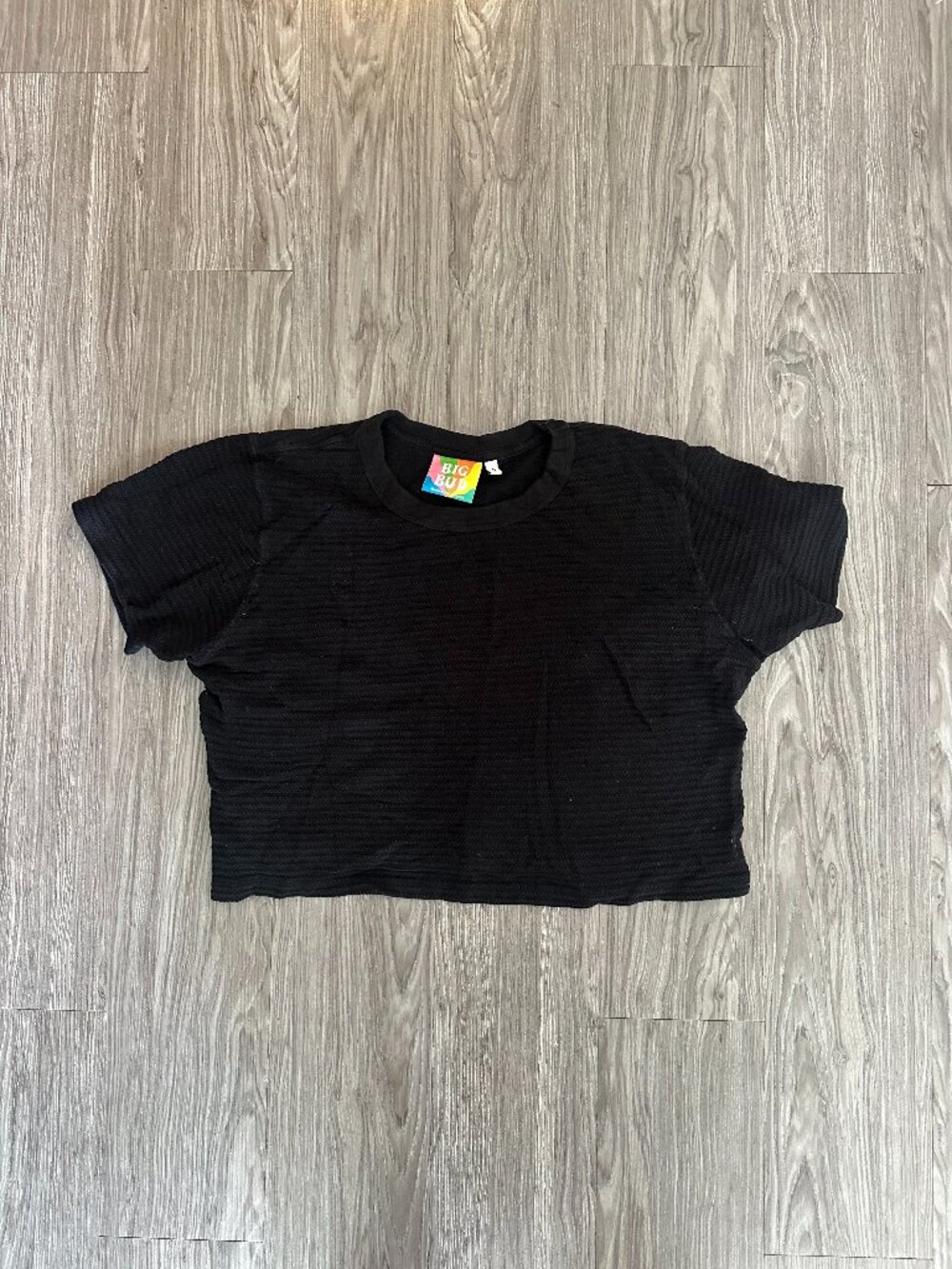 Big Bud Press Black Honeycomb Crop Top Short Sleeve Tee Unisex Size S